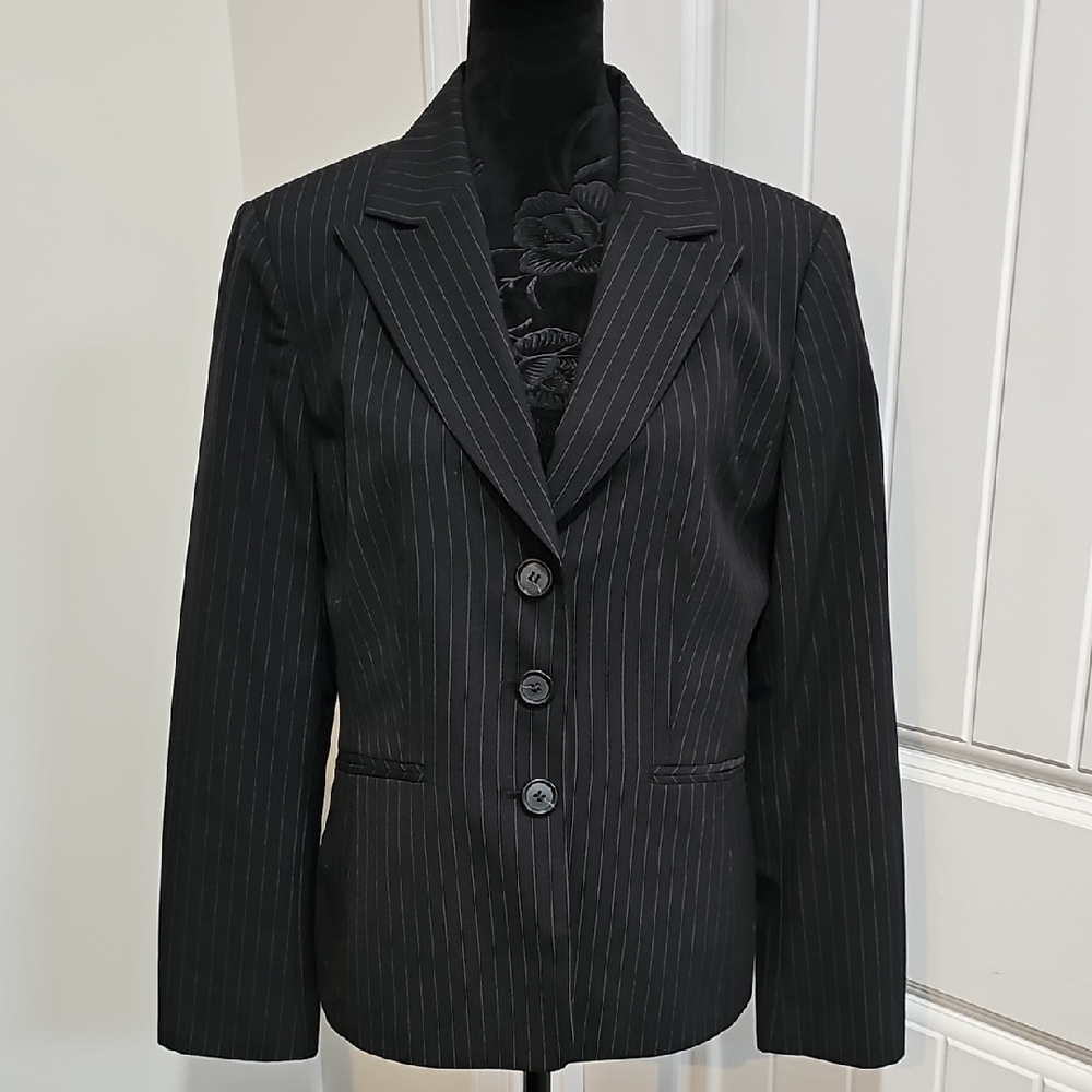 Ann Taylor Pinstripe Charcoal Blazer, Womens Size 8